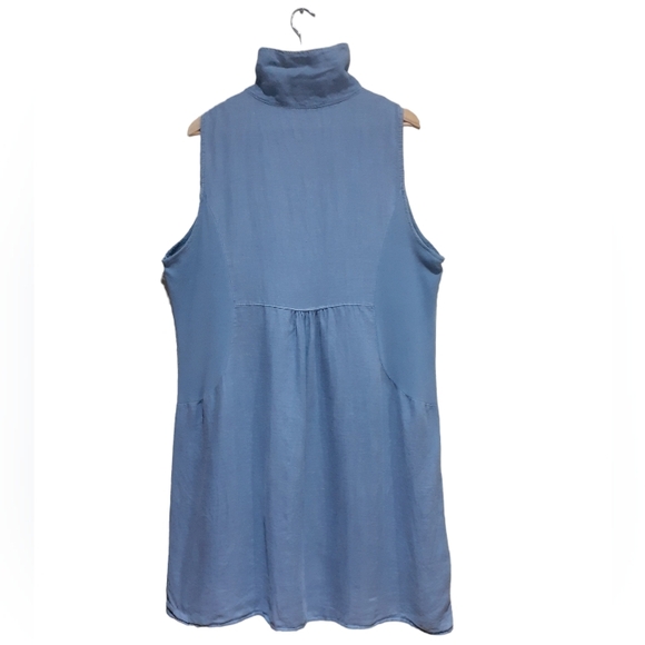 Piazza Del Tempio Made in Italy Women's Size XL Sleeveless Linen Dress Blue - Picture 4 of 6